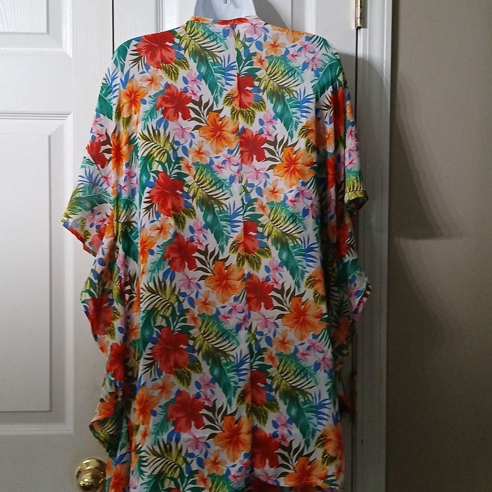 Time and Tru sheer tropical tunic beach coverup Sz L (12-14) NWOT - Picture 4 of 7